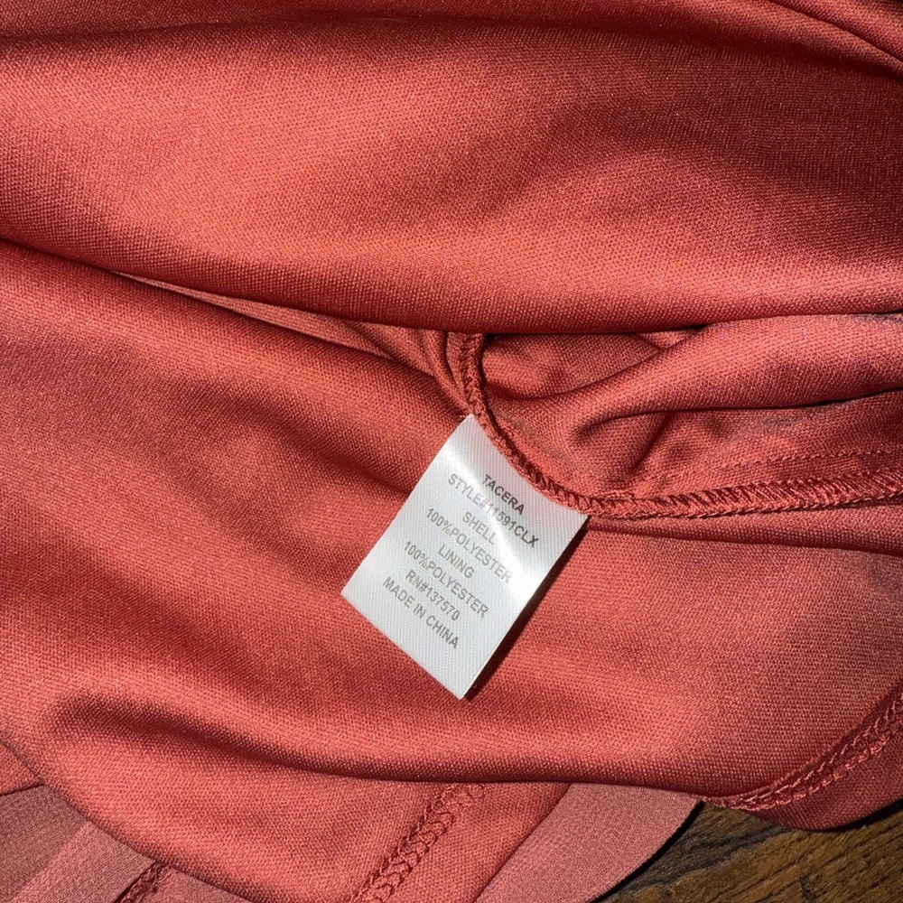 Tacera Swiss Dot Dress 2XL Boho Flowy Rust Coral Ruffle Sleeve Plus Size - Picture 7 of 8